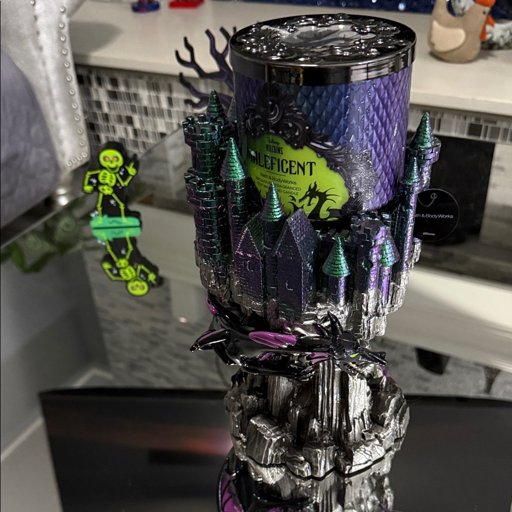 Disney Maleficent Castle Candle Holder in Purple and Silver without the candle
